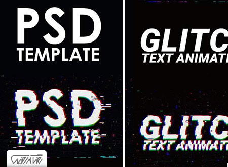 طرح لایه باز افکت متن متحرک گلیچ + فیلم آموزشی - Animated Glitch Text Effect for Photoshop